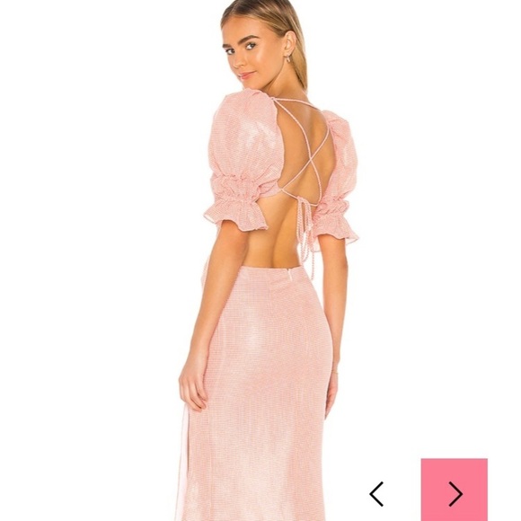 NWOT LPA Edith Midi Dress in Orange Houndstooth XS - Picture 2 of 10